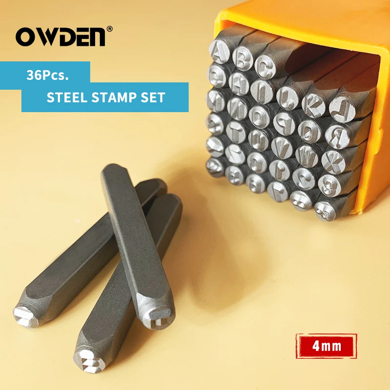

OWDEN 36Pcs 4mm Steel Metal Stamp Set for Jewelry Craft Stamping Punch Tool Number and Letter Punch Kit