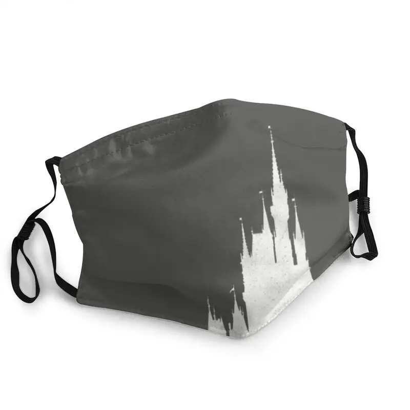 

Magic Castle Silhouette Vintage Adjustable Non-Disposable Face Mask Adult Unisex Anti Dust Protection Cover Mouth Muffle