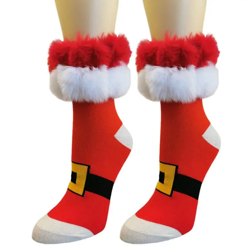 Женские рождественские носки для девочек, мягкие пушистые уютные носки, жен...