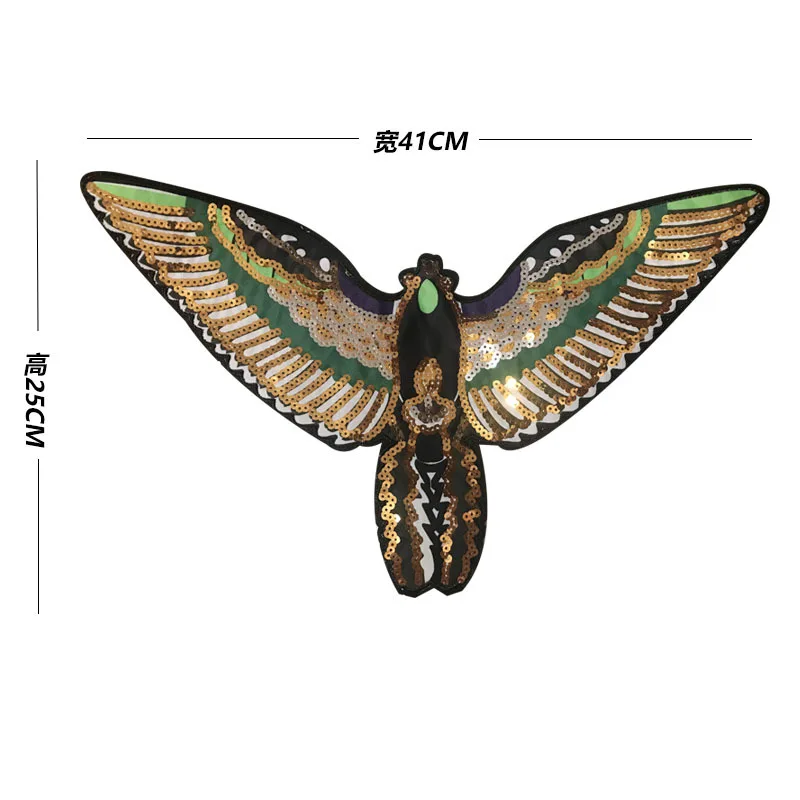 Очень большой модный стикер нашивка с блестками и вышивкой в виде орла нашивки