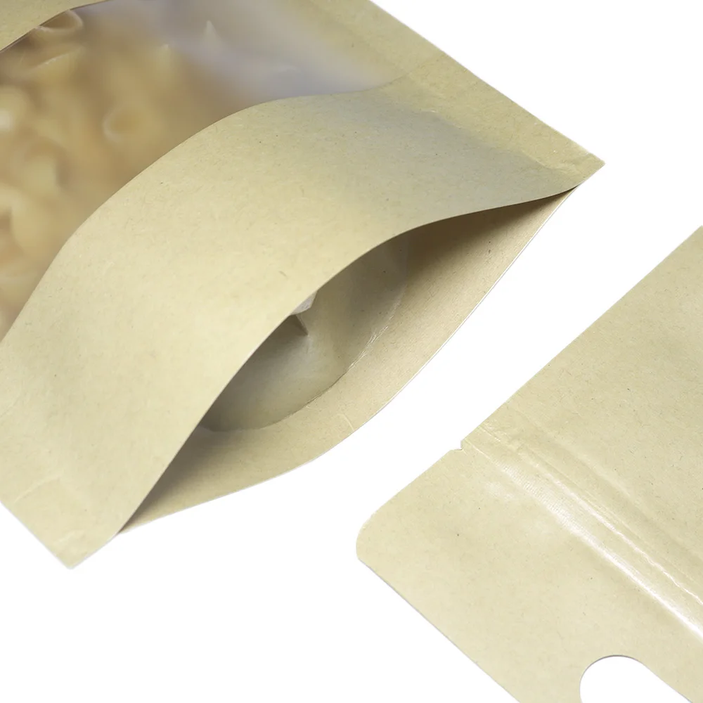 Экологически чистые пакеты Ziplock для хранения крафт бумаги закусок устойчивые