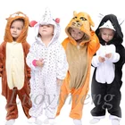 Зимняя Фланелевая Пижама для мальчиков и девочек, детские комбинезоны, Детские кигуруми в виде единорога, одежда для сна, пижама в виде кролика, панды, единорога, Детская Пижама