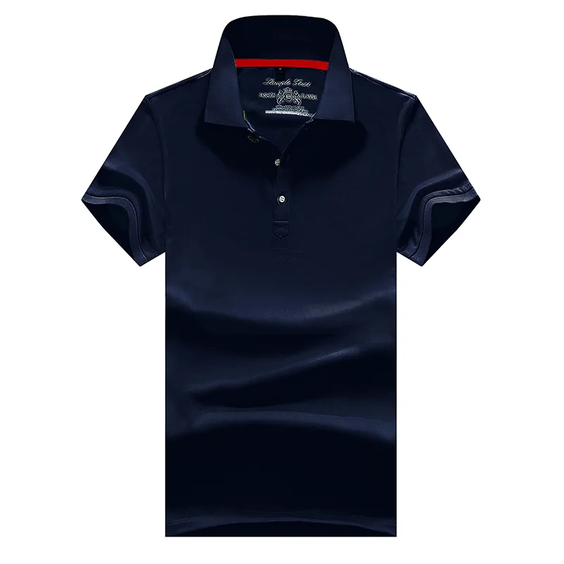 Dark Blue 2858 Брендовая одежда, мужская рубашка поло с коротким рукавом, мужская хлопковая однотонная Повседневная рубашка поло, Мужская брендовая Модная приталенная рубашка поло, S-3XL - Цвет: Dark Blue 2858