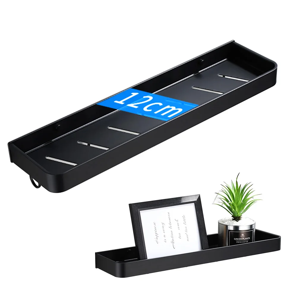 

Bathroom Storage Shelf Wall Mounted Black Shampoo Towel Rack Aluminum Corner Shelves Kitchen Storage Rack