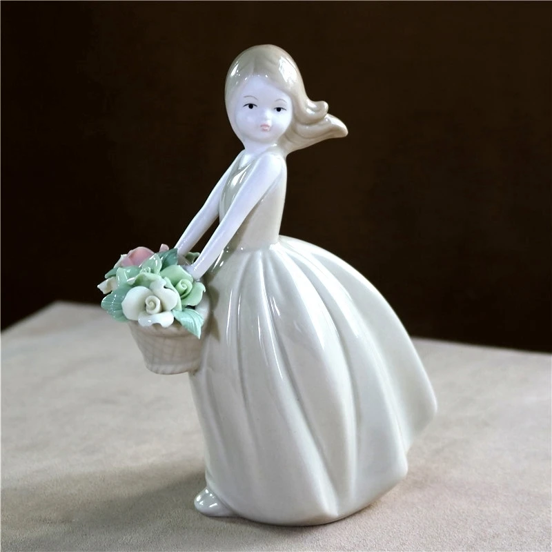 Деревенская фарфоровая Цветочная Дамская статуя ручной работы керамическая