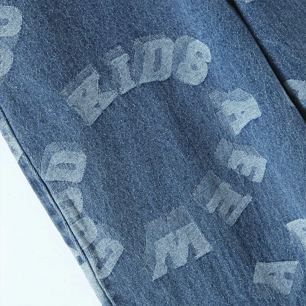 

2021 New fashion versatile women's blue fashion brand straight tube loose laser mother jeans