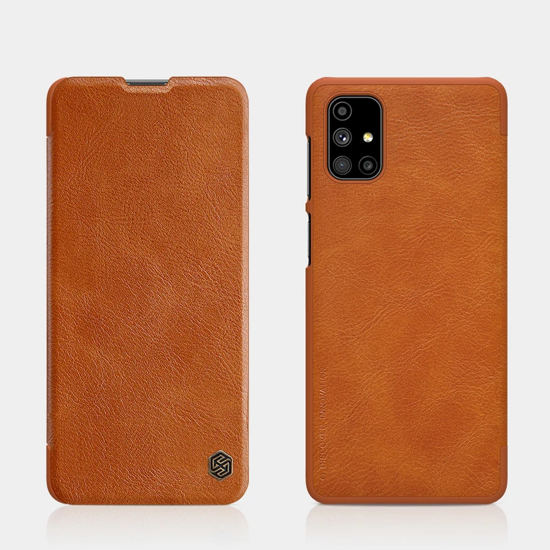 

For Samsung Galaxy M51 Case Qin Leather Case Flip Cover Luxury Vintage Wallet Flip Book Case for Galaxy M51 Shell Brown Funda