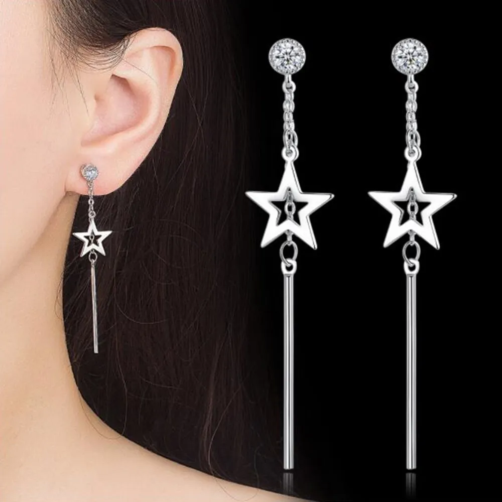 Женские серьги из серебра 925 пробы с фианитом|Серьги-подвески| |