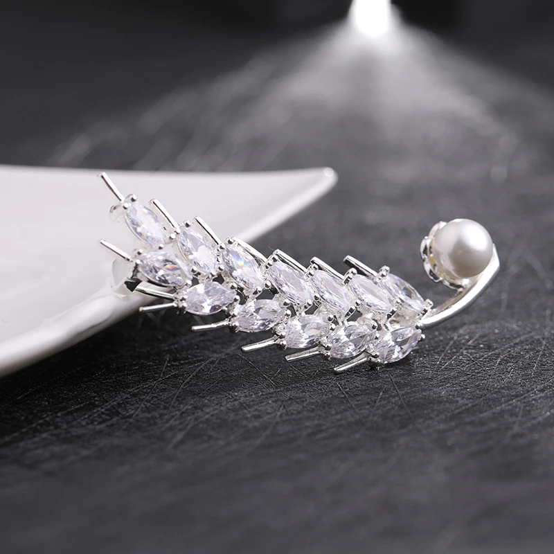 Элегантный Пшенично Броши с искусственным жемчугом шпильки Роскошные серьги