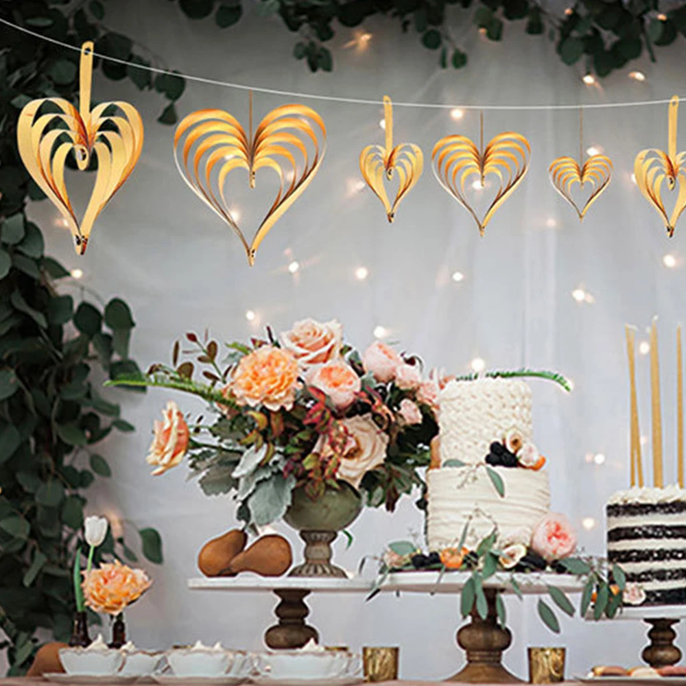 Висячие романтические сердечки фигурные украшения гирлянды вечерние свадебные