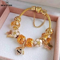 golden crystal love heart charm bracelets bangles gold color fine bracelets for women jewellery pulseira feminina
