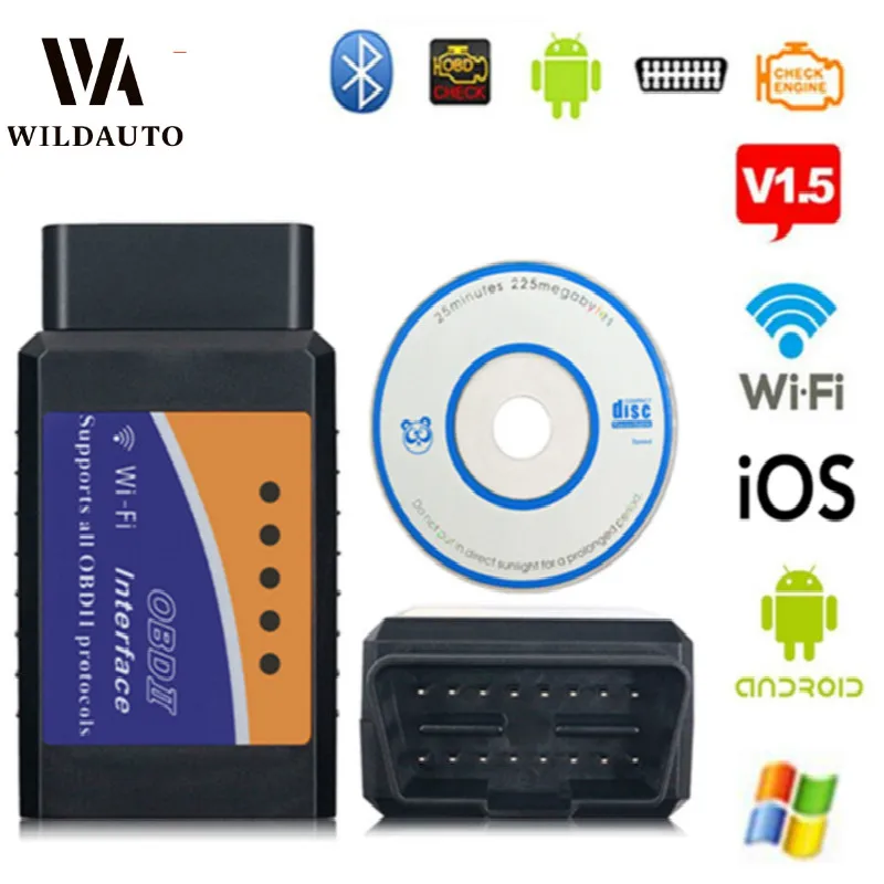WILDAUTO Wi Fi ELM327 V1.5 Авто диагностический сканер ELM 327 V2.1 OBD2 автомобильный инструмент