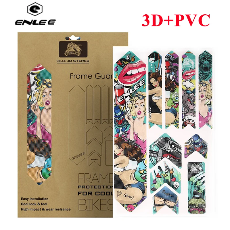 

ENLEE 3D наклейка на раму велосипеда s устойчивая к царапинам Светоотражающая Защитная Наклейка на дорожный горный велосипед защитная крышка н...