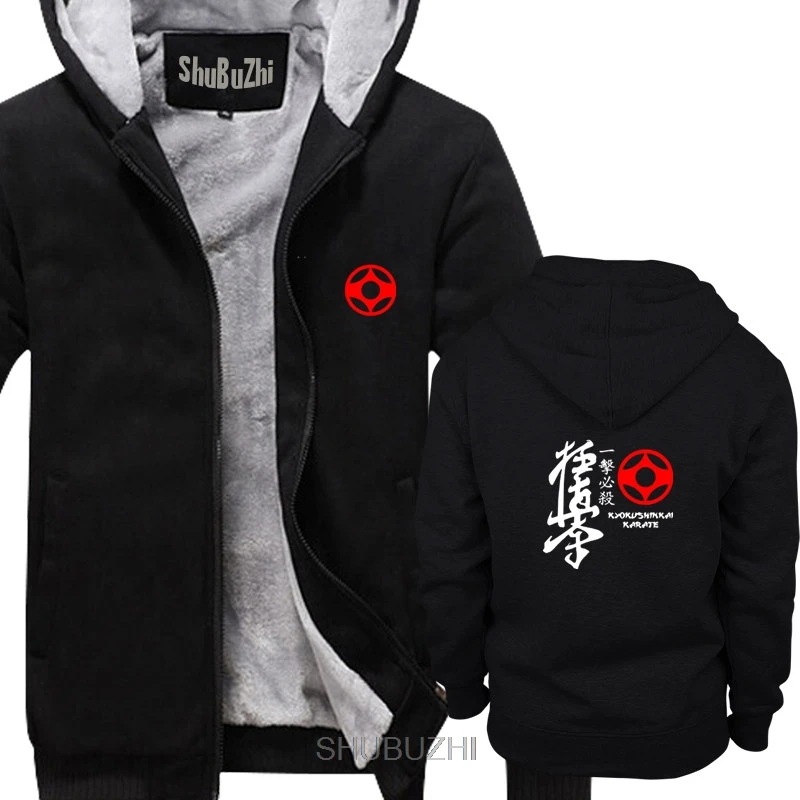 thick black Kyokushinkai Kyokushin Kai Kan Karate One Hit Kill Mma Mix Martial Art hoodies shubuzhi Men Fashion Winter casual hoody sbz8357 - Цвет: thick black
