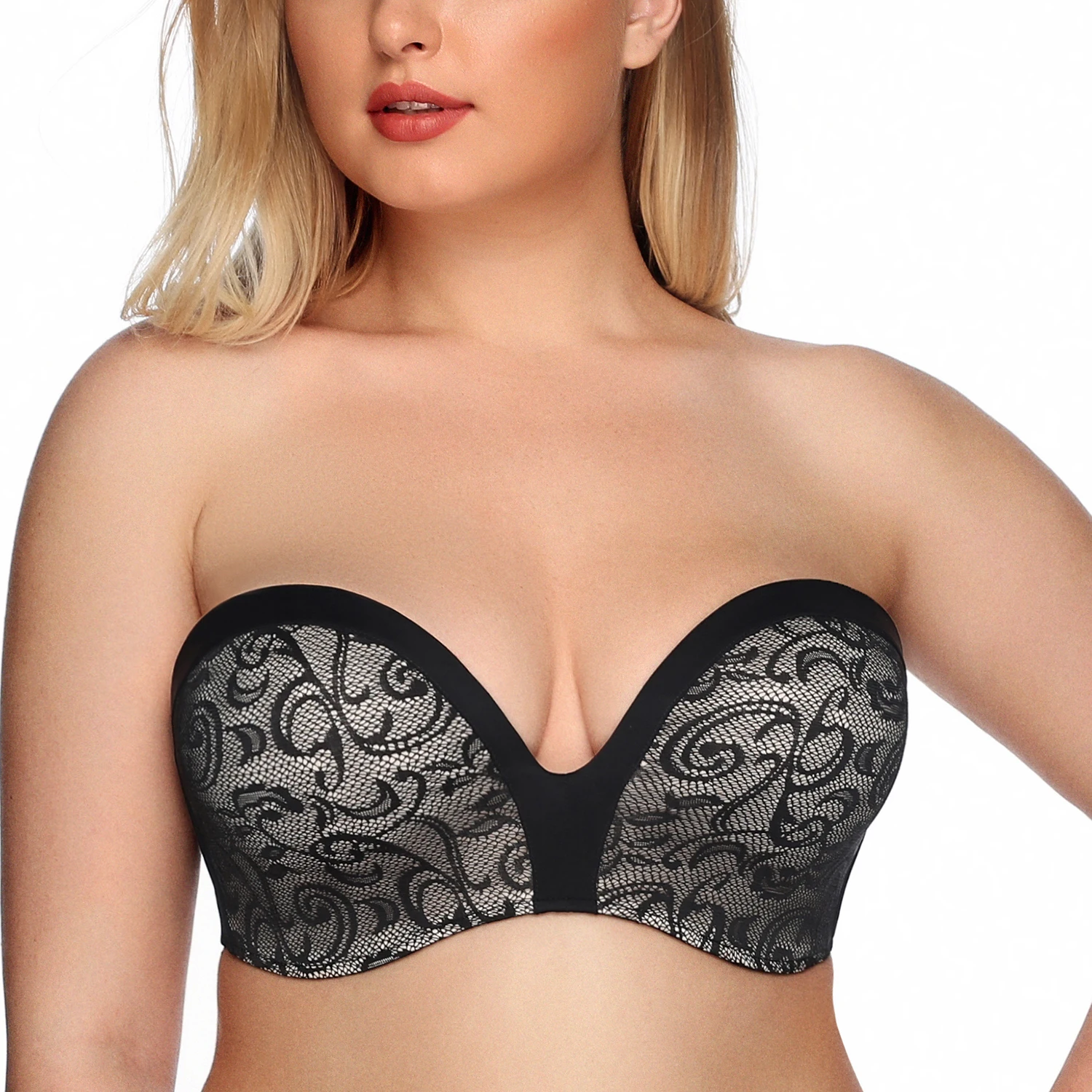 Бюстгальтер пуш-ап без бретелек Женский бесшовный Бралетт размера плюс