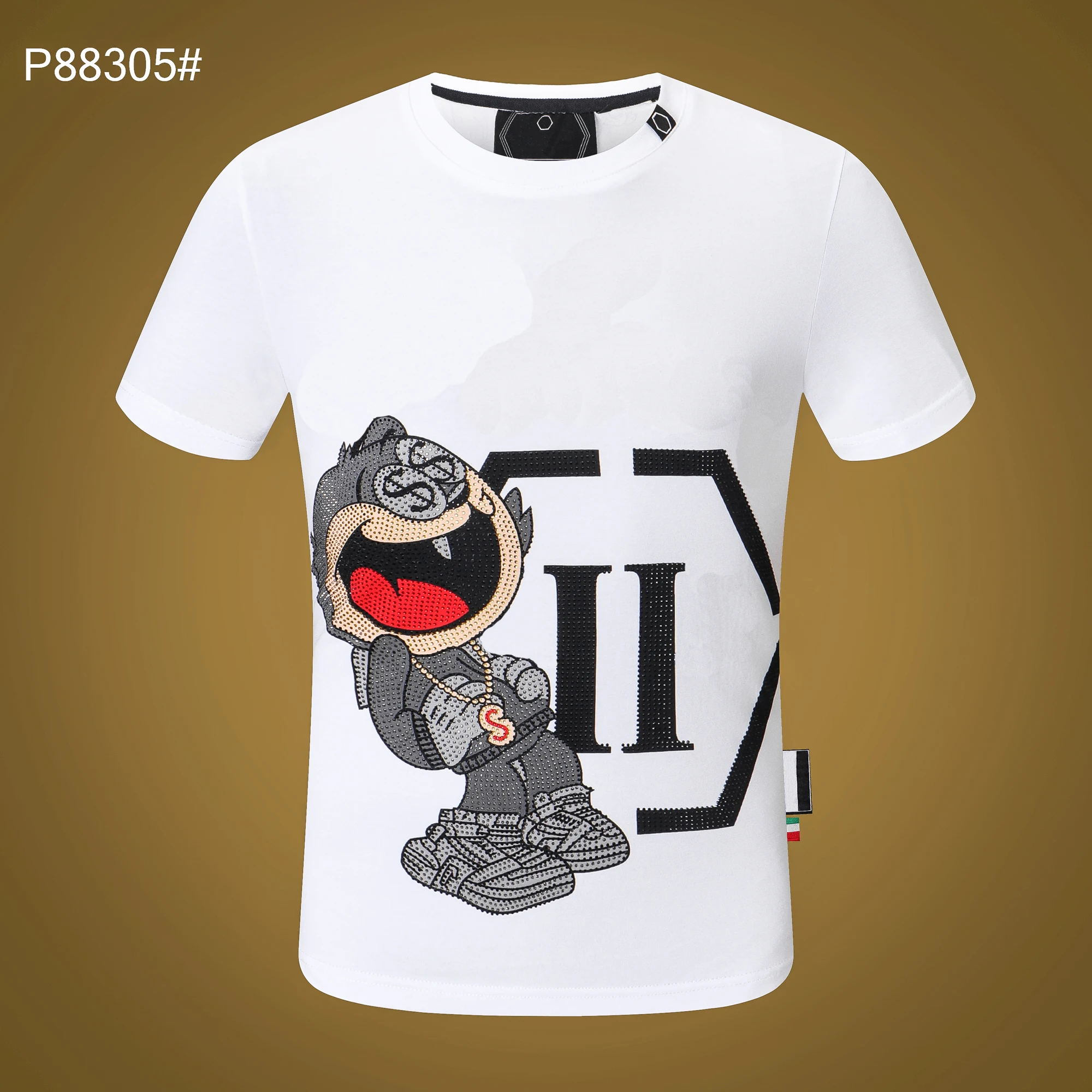 

Plein-Brand Best Seller Tshirt Casual Short-Sleeved Tees PP Funny Cartoon Print Tops Summer StyleT Shirt Mens Hight Quality