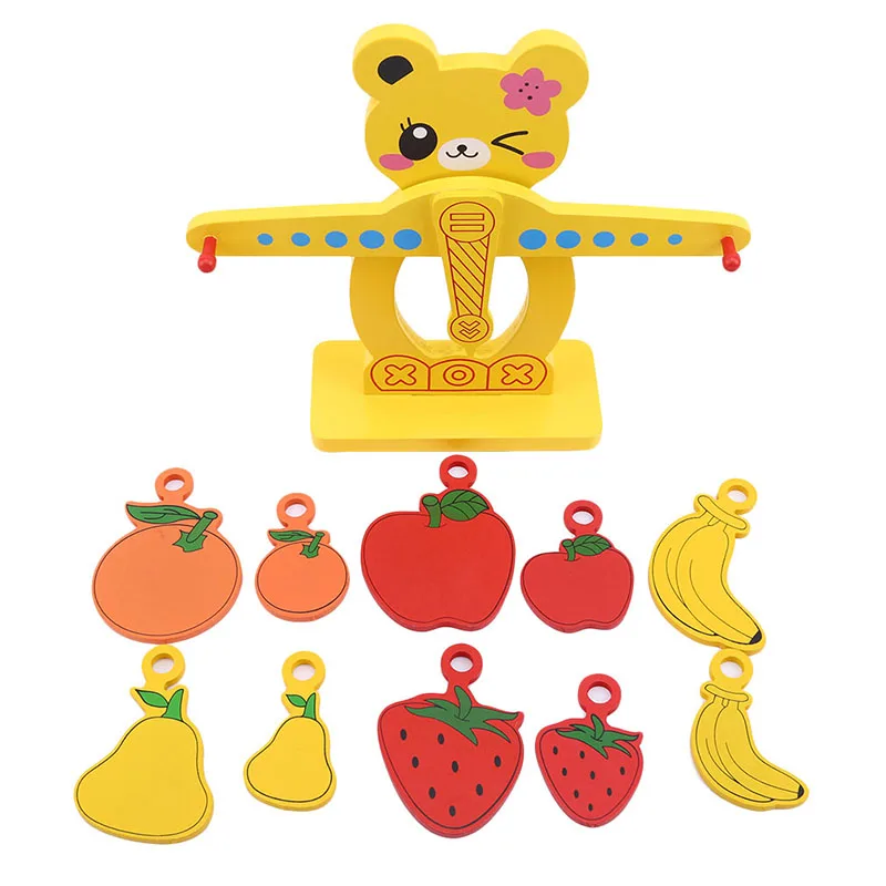 

kids children Wooden Fruit Digital Scale Balance block Learning Educational Cognition Montessori wooden Toys