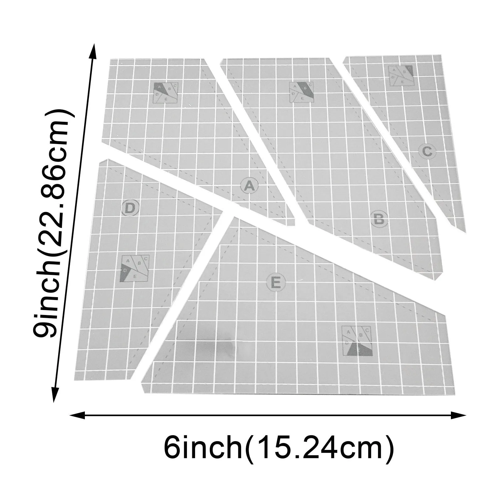 

5PCS Set Acrylic Transparent Quilting Sewing Patchwork Ruler Measuring Template Arts Crafts DIY Handmade Tailor Supplies Tools