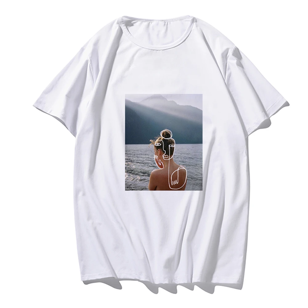 Женская и мужская футболка с абстрактным графическим принтом летняя женская