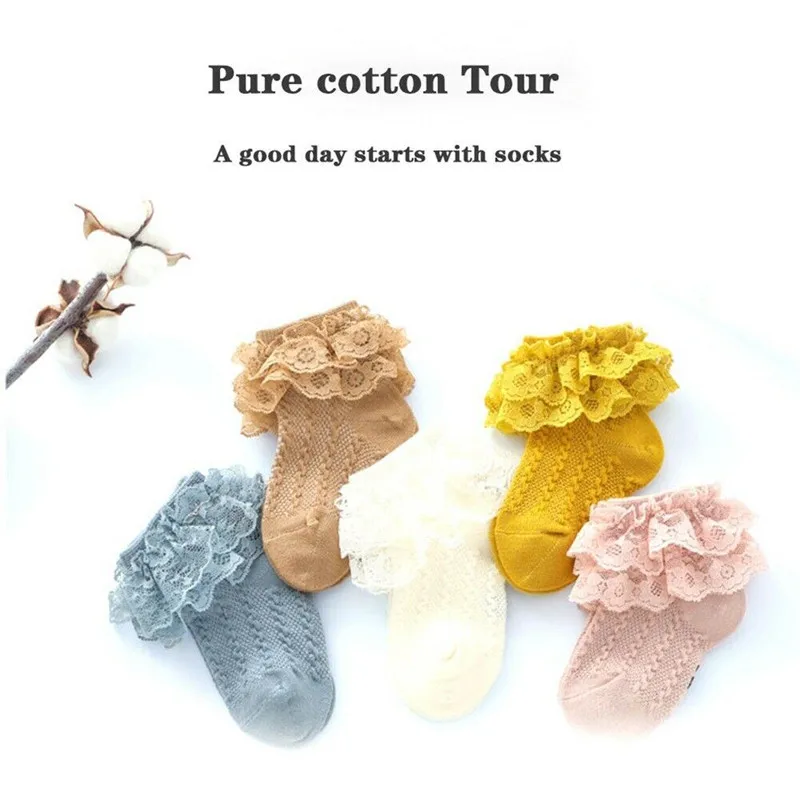 

Baby Girls Kids Socks Cotton Lace Breathable Tutu Socks Frilly Ankle Socks 0-5Years