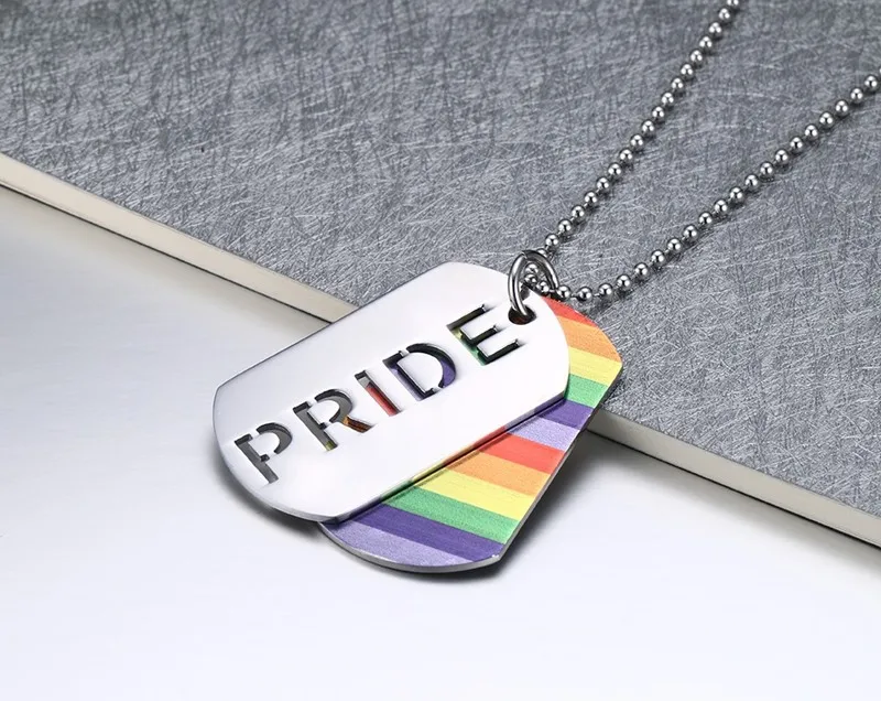 

FXM steel necklace hot sell popular single steel material man Rainbow shape lover gift pride
