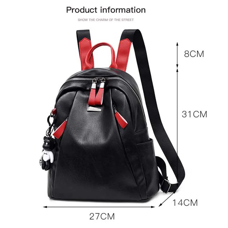 Рюкзак женский из мягкой кожи с отделениями в стиле колледжа для