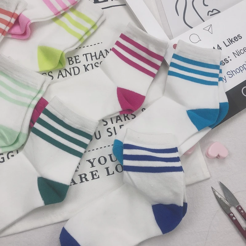 Женские повседневные носки в стиле Харадзюку удобные хлопковые полоску для
