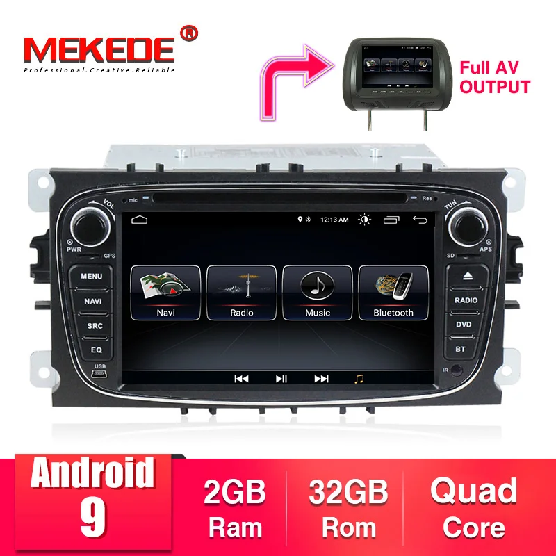 MEKEDE 2din Android 9 Автомобильный мультимедийный dvd-плеер для FORD Focus S-MAX Mondeo C-MAX Galaxy с wifi BT 3g радио