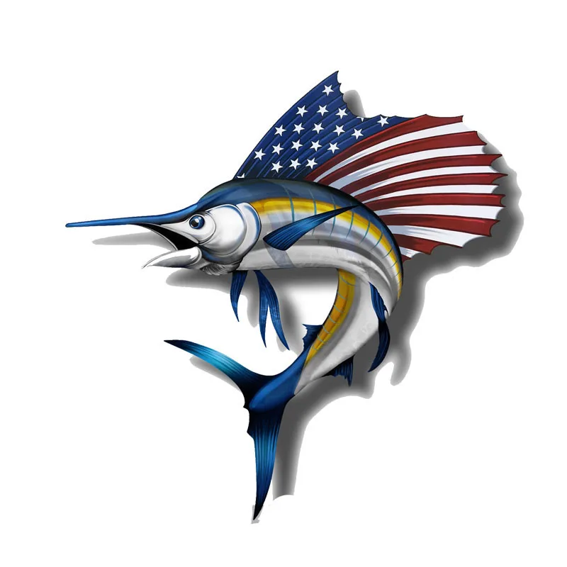 Volkrays креативные автомобильные стикеры USA America Marlin Fish аксессуары отражающая