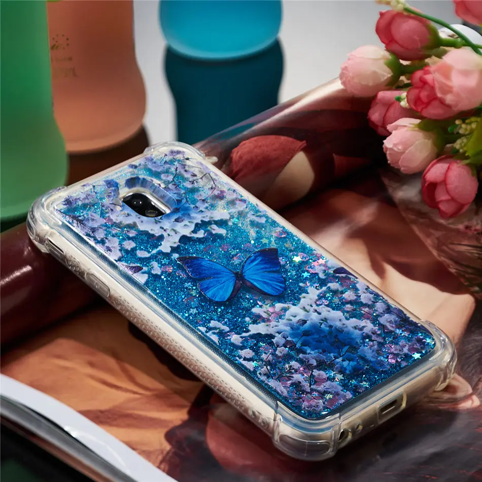 Чехол для телефона с сердечками Samsung Galaxy J3 J5 J7 J2Pro 2018 A3 A5 2016 2017 Мягкая Блестящая