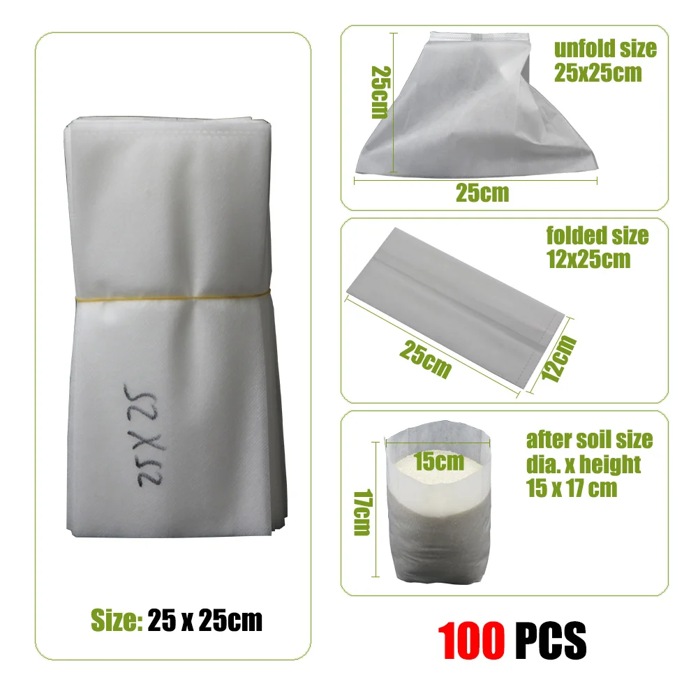 MUCIAKIE – sacs de pépinière en tissu Non tissé, 100 pièces, épais, biodégradables, pour culture, jardin, plantation, arbres
