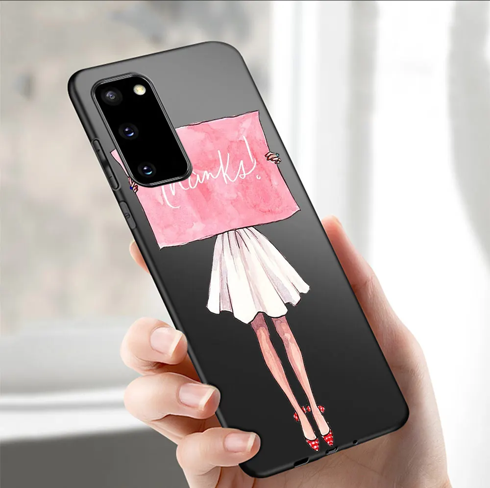 

Fashion Girl Case For Samsung A51 A71 A50 A70 A20 A40 A20E S20 S10 S9 S8 S7 Edge Ultra Puls Note 10 9 8 Plus Black Cover Funda