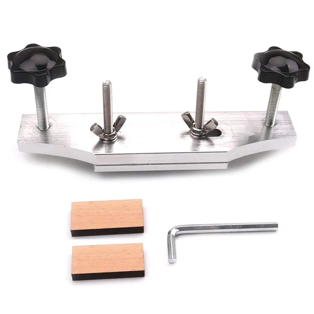 

Stainless Steel Guitar Bridge Replace Clamp Luthier Tool With L Wrench Metal Guitar Bonding Clip Wooden Blocks Repair Tools Set