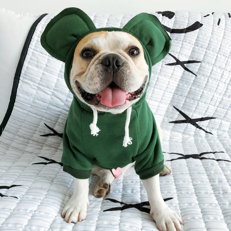 

Pug Clothes French Bulldog Clothing Frenchie Dog Owner Hoodie Sweatshirt Coat Winter Pet Outfit with Cute Ear Schnauzer Costume