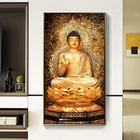 Современные Золотой Будда на холсте настенные картины принты и Плакаты настенные картины без рамки для Гостиная без рамки