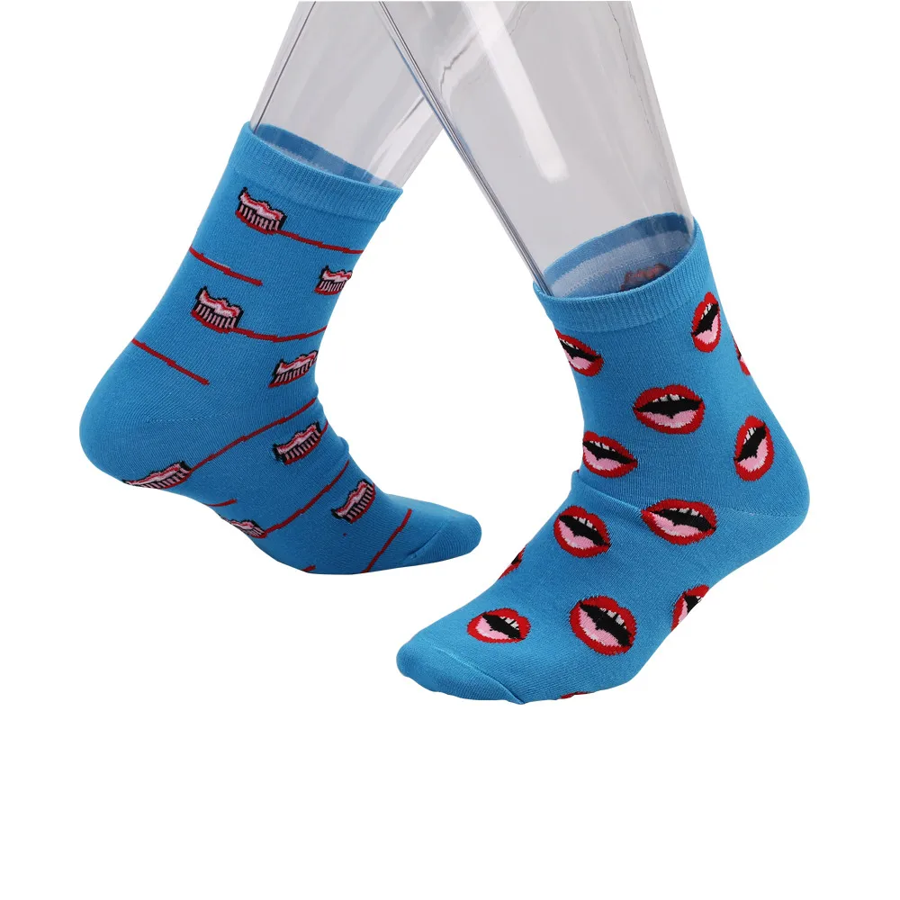 Женские носки с принтом зубов и зубных щеток сохраняют тепло хлопковые для