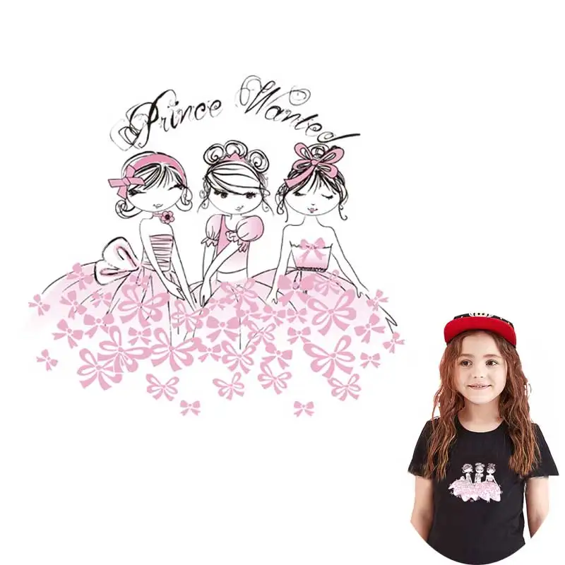 Симпатичные Мультяшные нашивки для девочек одежды теплопередача термонаклейки