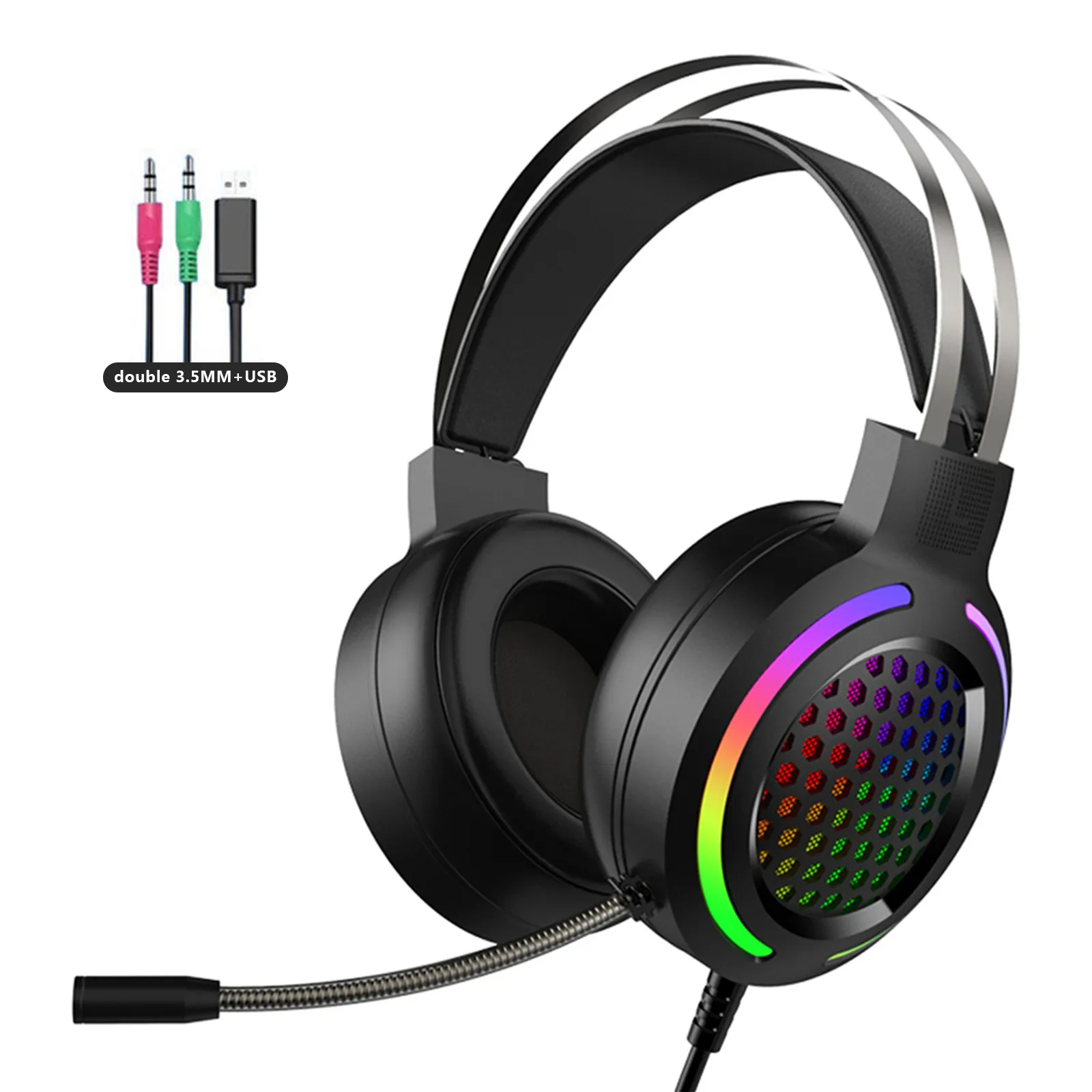 

Gamer Headset With Microphone For with 50MM Driver Surround Sound & HD Microphone USB 3.5MM Plug