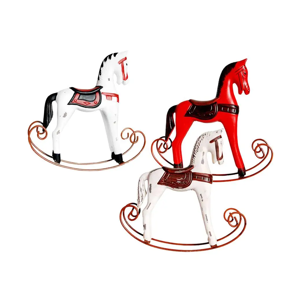 

Wooden Mini Rocking Horse Craft Decoration Nordic Style Wooden Crafts Creative Ornaments Gifts