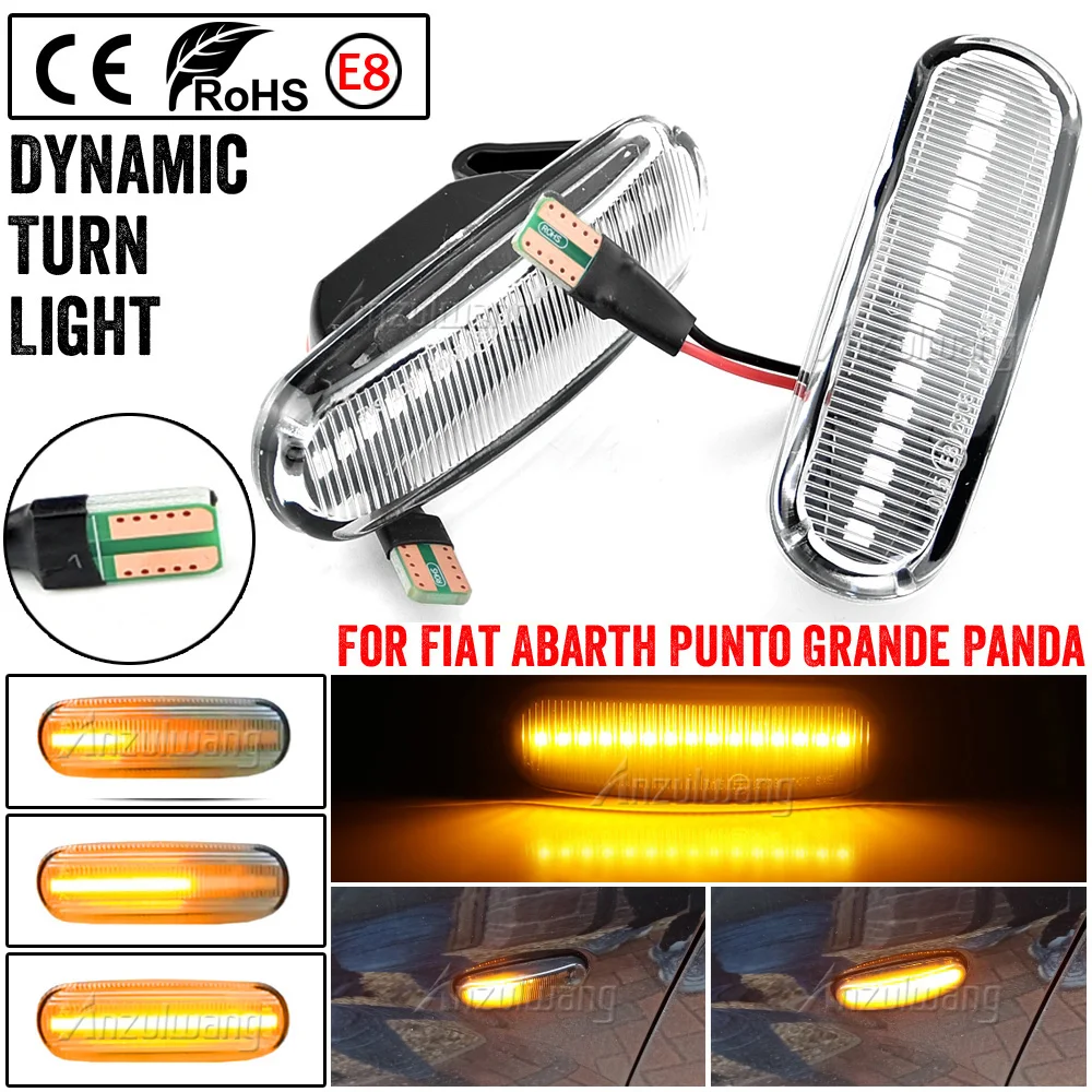 

Указатель поворота для Fiat, Panda, Punto Evo, Stilo, Qubo, Peugeot, Citroen, Lancia Musa (светодиодный, боковой, габаритный фонарь), динамический дым 350, 2 шт.