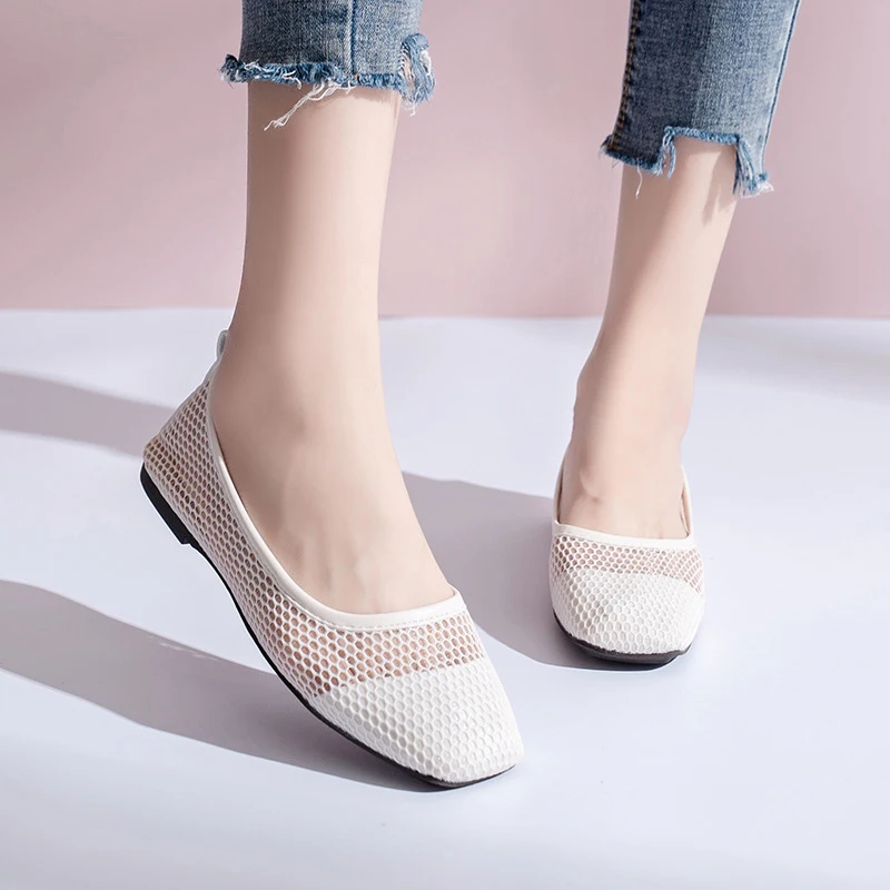 

Hollow Breathable Women Single Shoes Sexy Sweet Ballet Flat Shoes Slip-on Loafers 2022 Spring New Roman Style Beanie Shoes Women