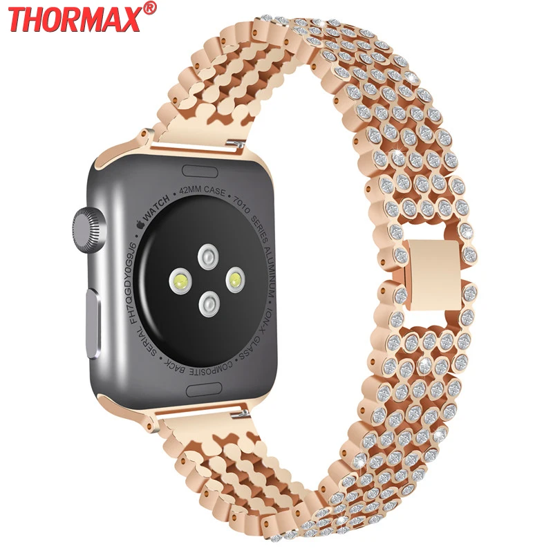 Браслет из нержавеющей стали для Apple Watch Band 42 мм 38 браслет со стразами iWatch Series 3 2 1