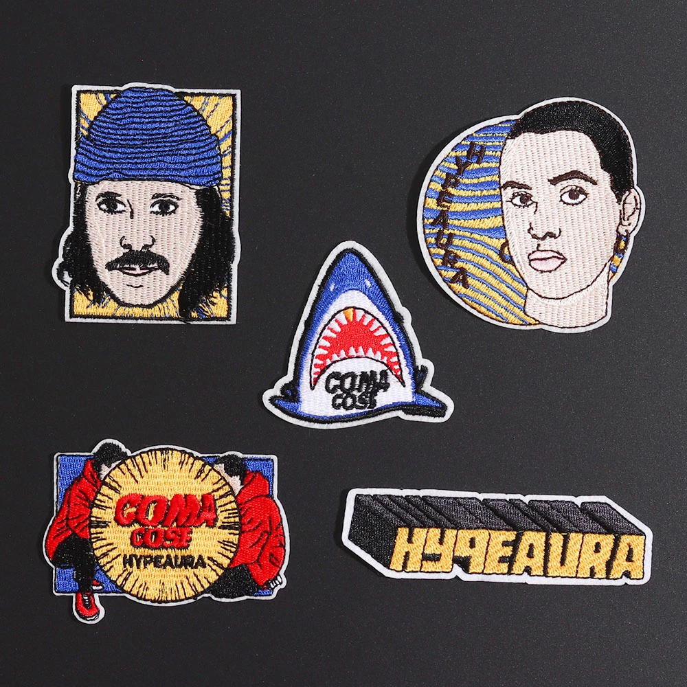 Специальный персонаж Акула Вышивка Патчи для одежды Аппликации утюгом письмо