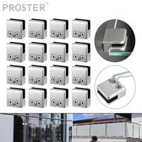 proster 16pcs glass clamp stainless steel bracket flat clip for 8 12mm glass professional decor hardware kit with hexagon driver