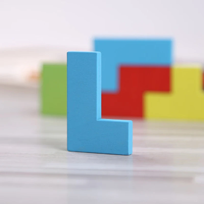 

Colorful Tetris Game 3D Jigsaw Puzzle for Kids Wooden Tangram Math Popular Children Magination Intellectual Educational Toy
