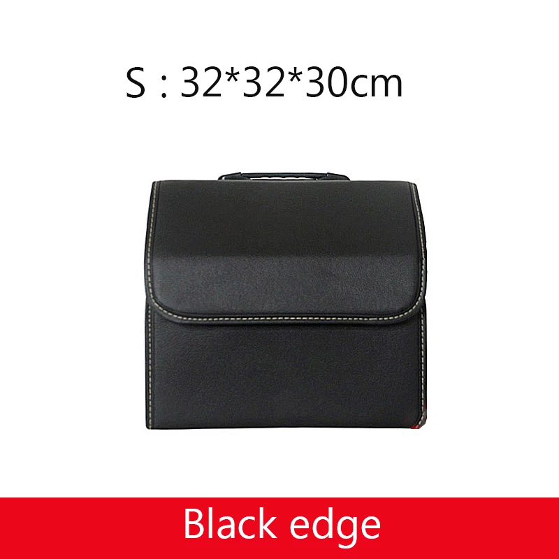 Black edge S Одноцветный кожаный Органайзер для багажника, сумка для хранения из искусственной кожи, складная сумка с едой, напитками, зонтиком для уборки БАГАЖНИКА АВТОМОБИЛЯ - Название цвета: Black edge S