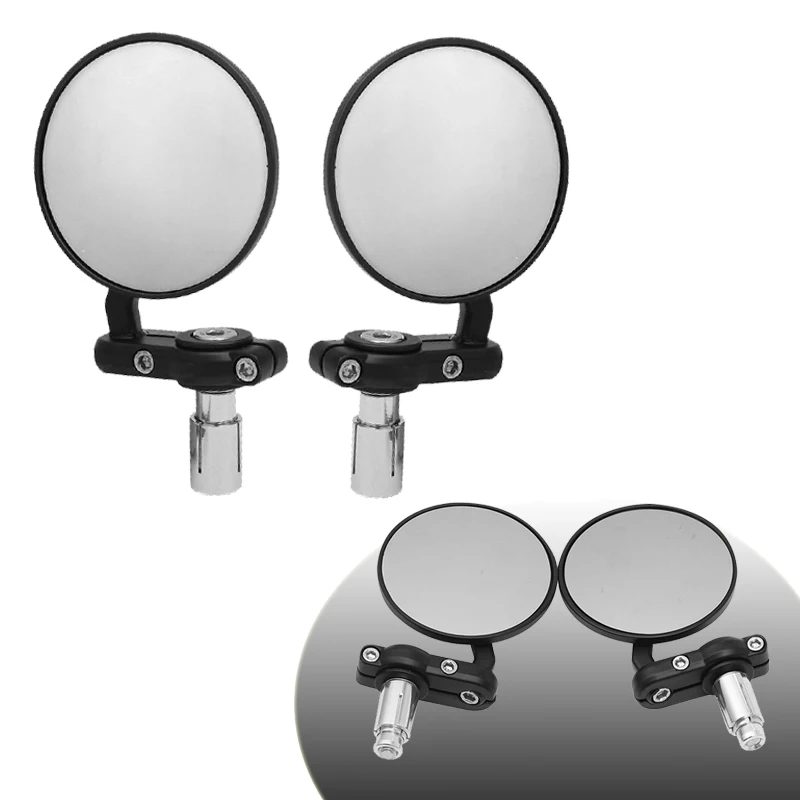 

2pcs/Pair Motorcycle Universal 22mm Mirror Handle Bar End Rearview Side Mirrors Motorbike Accessories Black Round Mirror