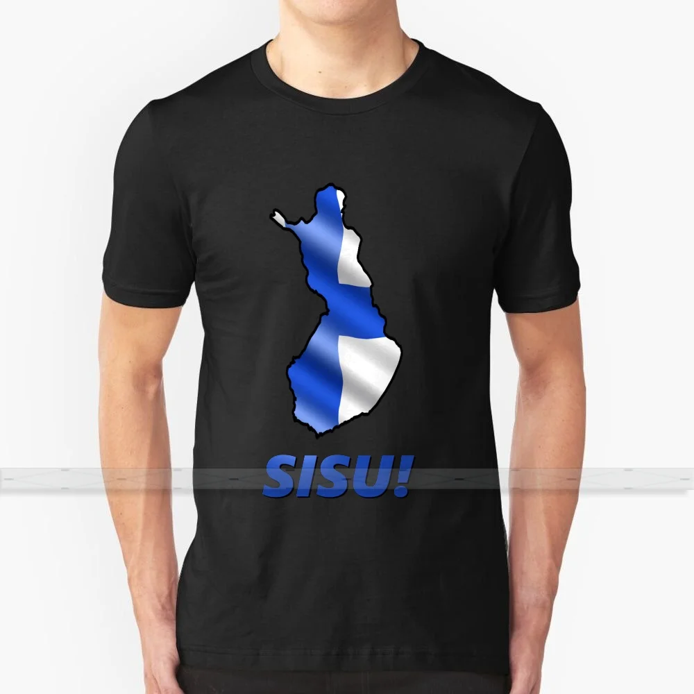 Sisu! -Футболка с финским флагом хлопковая Футболка индивидуальным дизайном для