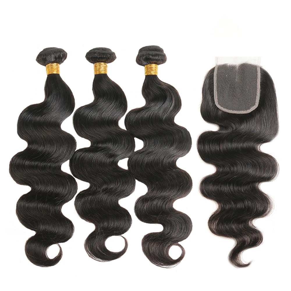 Волнистые пучки волос с кружевной застежкой искусственные бразильские