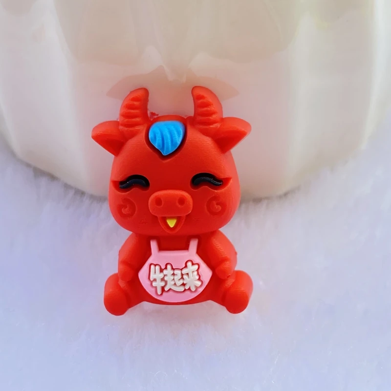 20 шт./лот симпатичная ПВХ мультяшная резина для крупного рогатого скота с плоским